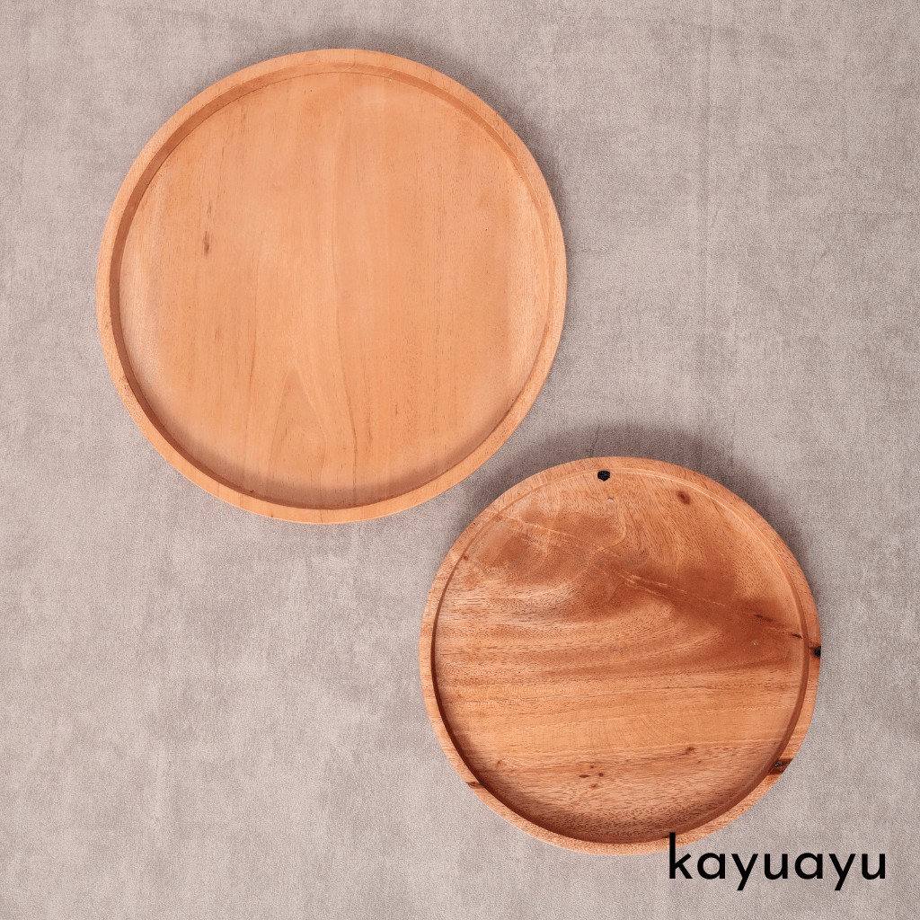 PIRING KAYU MAHONI BULAT /PIRING MAKAN / PIRING CANTIK / PRING SAJI SET/ TRAY KAYU /  PIRING LUCU-1