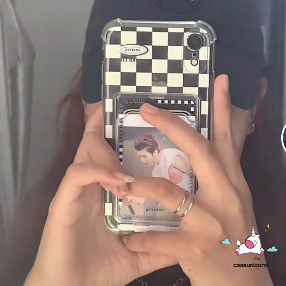 Soft Case Tpu Transparan Motif Kotak-Kotak Untuk iPhone 7 8 14 plus 11 12 13 14 pro Max 6 6s plus XR X XS Max SE