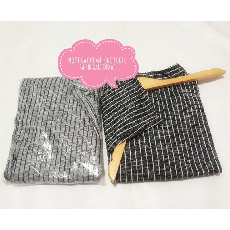 CARDIGAN LONG TUNIK POLOS DAN SALUR