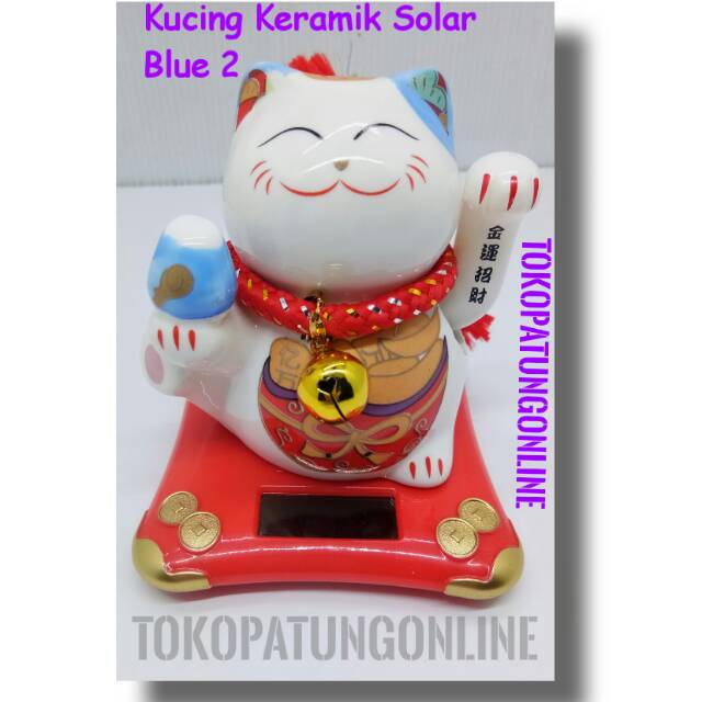 Kucing maneko keramik Solar blueice 2