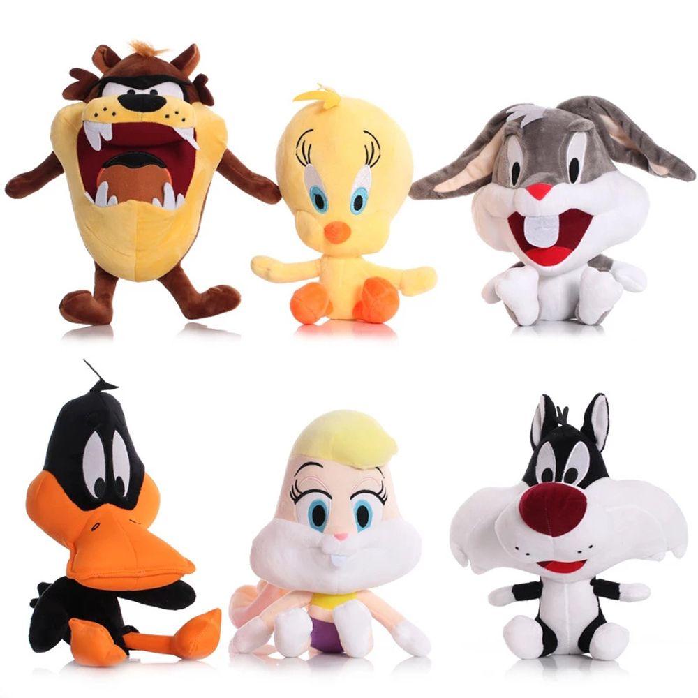 Lanfy Looney Tunes 20cm-25cm Model Kartun Boneka Anak Hadiah Boneka Anime Mulut Besar Aneh Boneka Mainan Mewah Daffy Duck