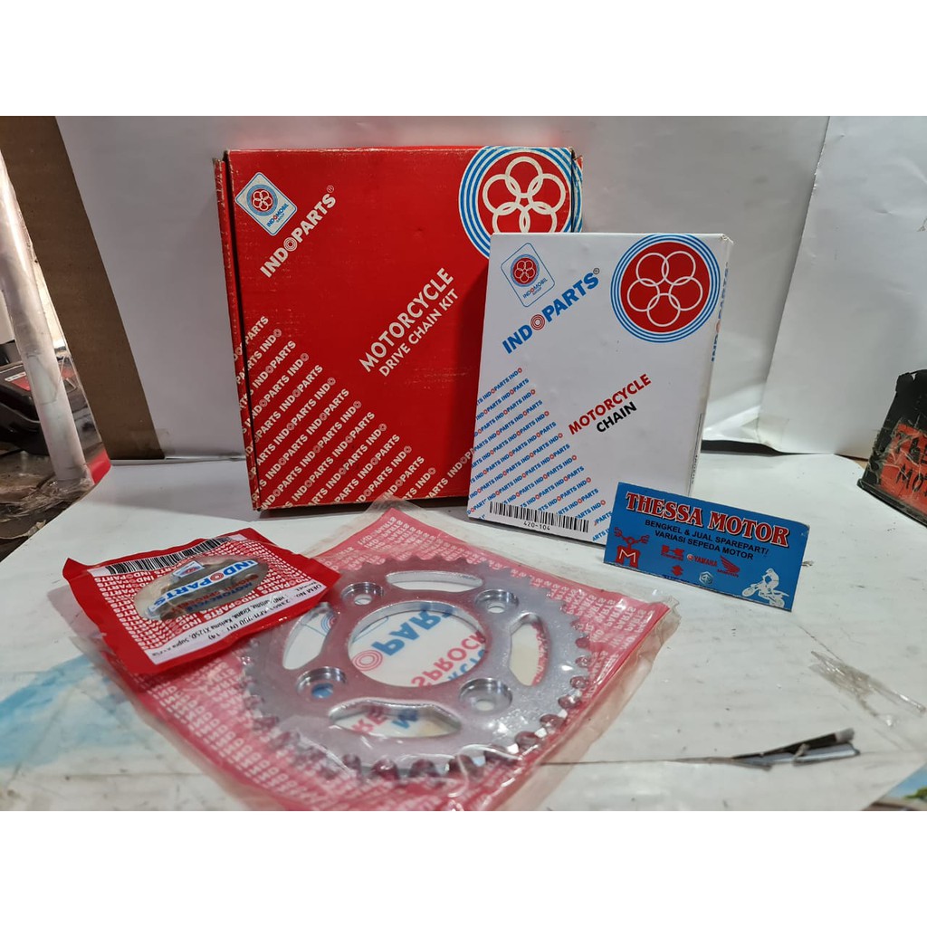 Gear Set Supra X 125/ Kharisma(Gear depan+belakang+ Rantai) Indoparts