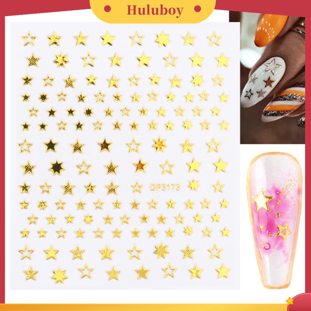 Huluboy Huluboy♡ 3pcs / Set Stiker Kuku Motif Geometri Ultra Tipis Anti Pudar Untuk Dekorasi Manicure / Nail Art