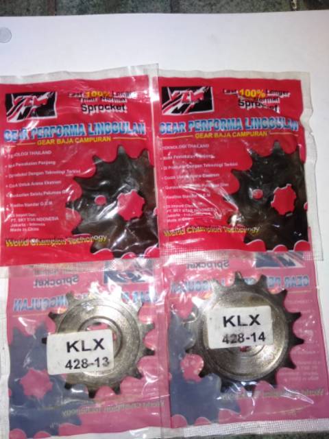 gir depan motor kawasaki klx 150 428-13,14,15