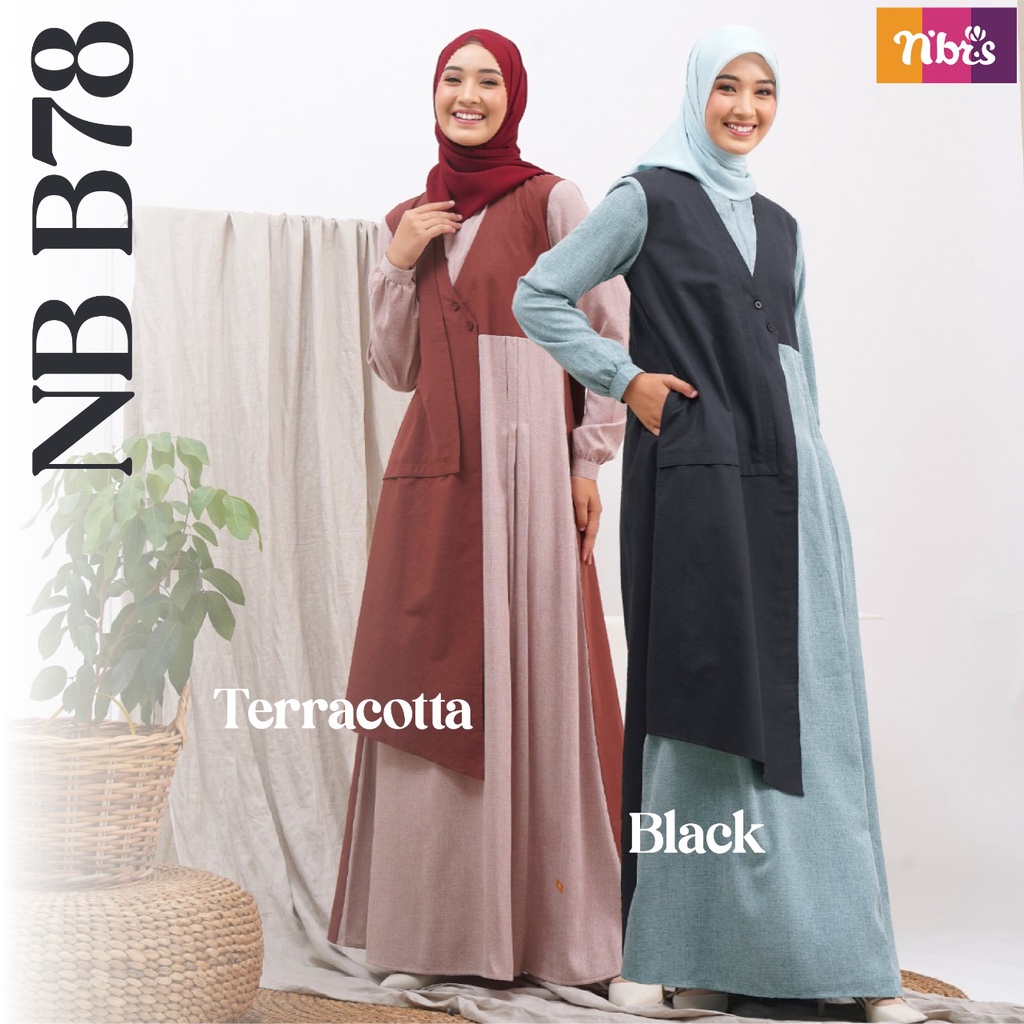 Nibras NB B78 Gamis Wanita Muslimah Dress Polos Jubah Wanita Syari terbaru by nibras