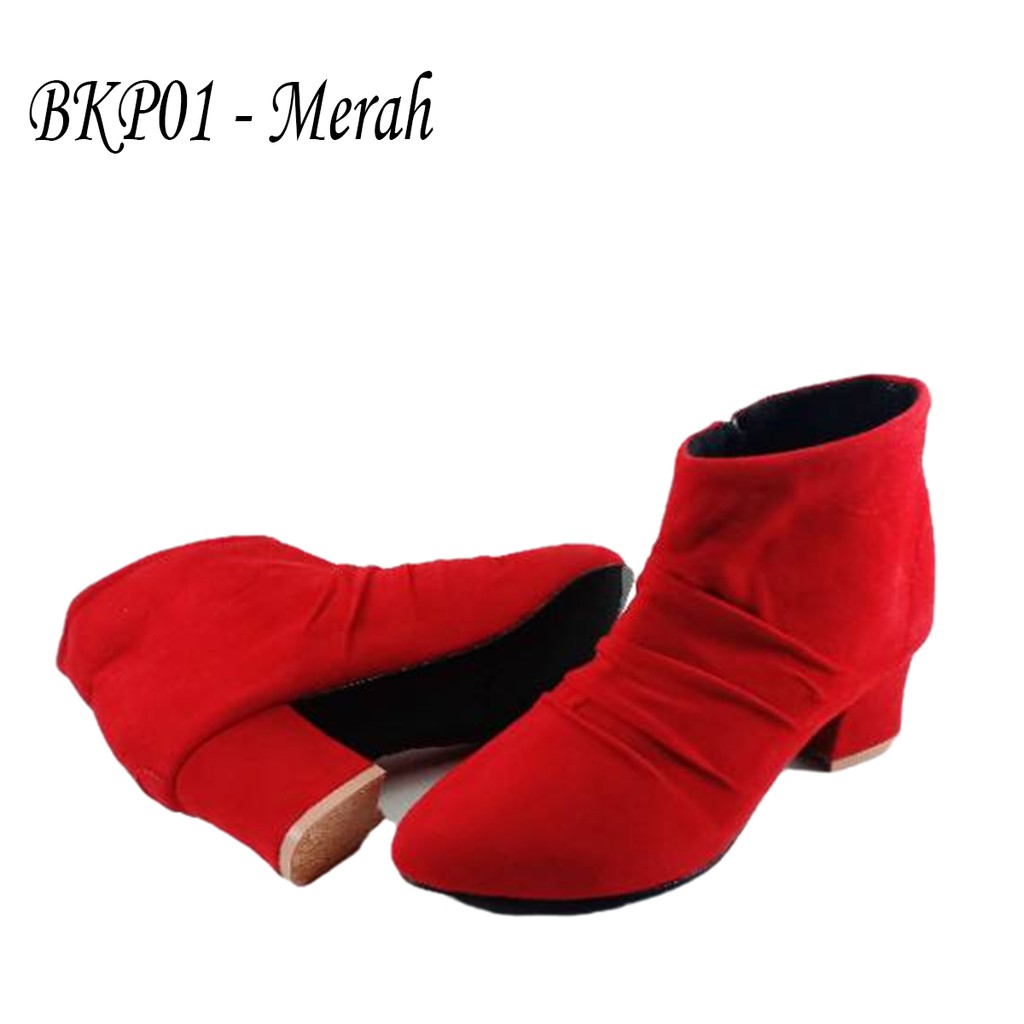 EMYE BKP01 Sepatu Heels Boots Wanita 5cm Bahan Beludru Lembut Terbaru 2021