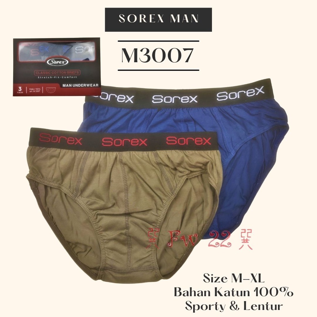 CD Pria Sorex M3007 Classic Bahan Katun 100% Fit, Elastis dan Adem