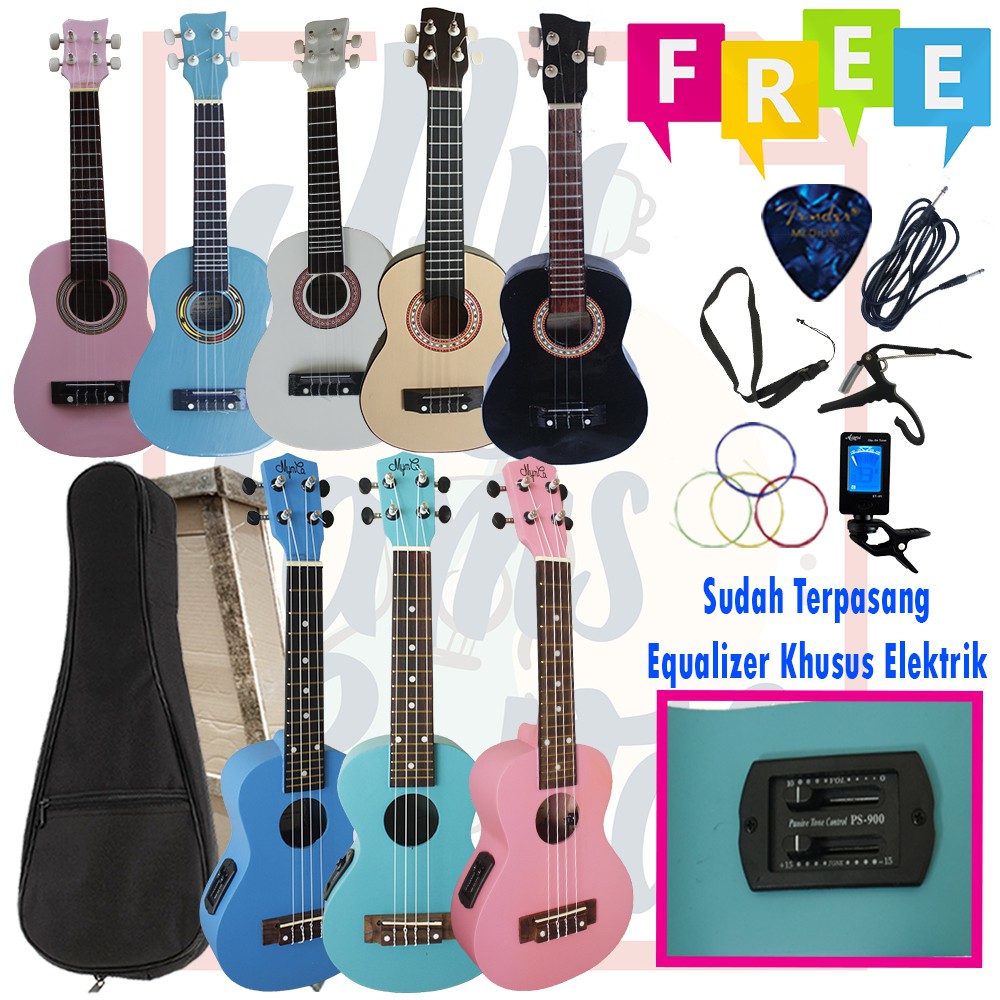 Jual Ukulele Karakter & Senar 4 Akustik dan Elektrik Free Packing Kayu Shopee Indonesia