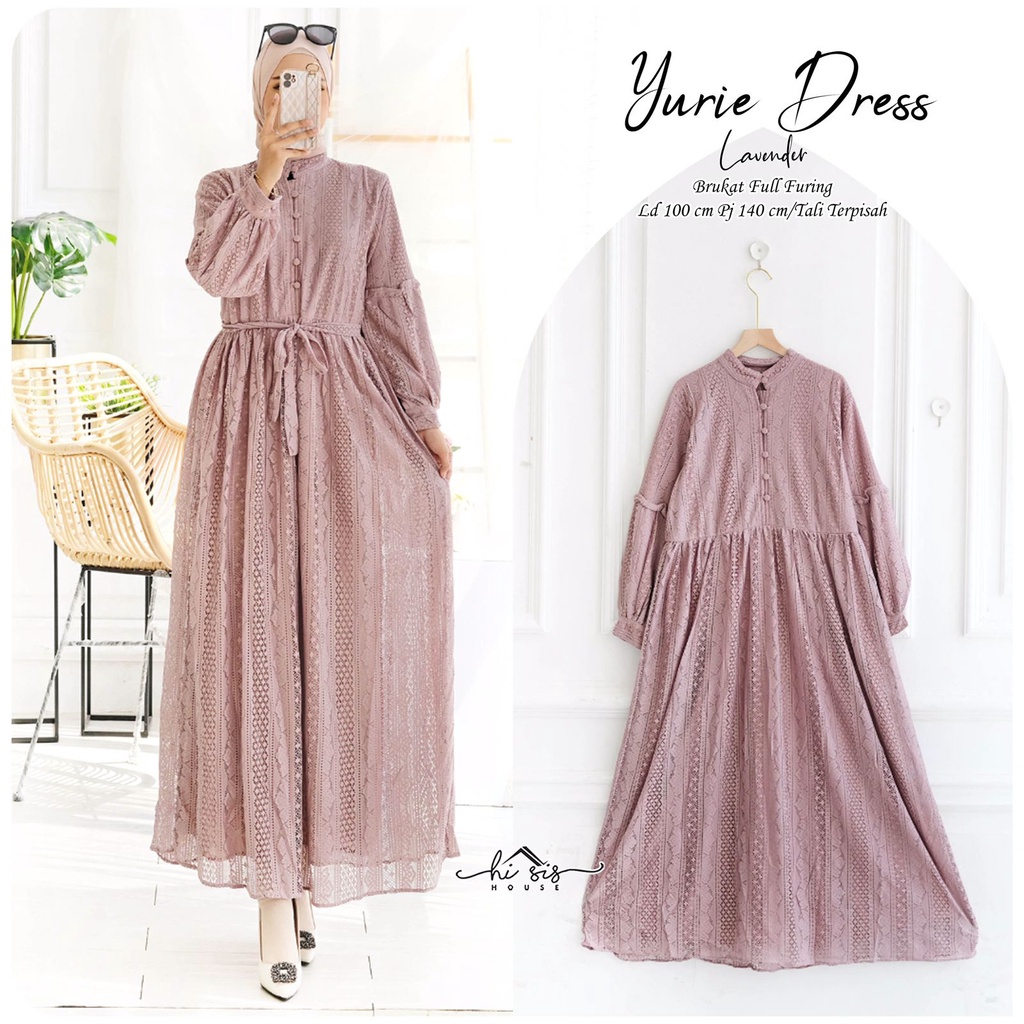 YURIE DRESS GAMIS BRUKAT LACE POLOS ORI HI SIS