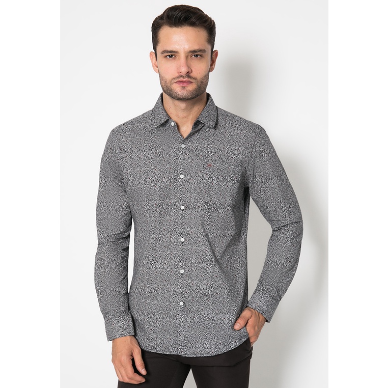 Johnwin - Slim Fit - Kemeja Formal Pria - Hitam