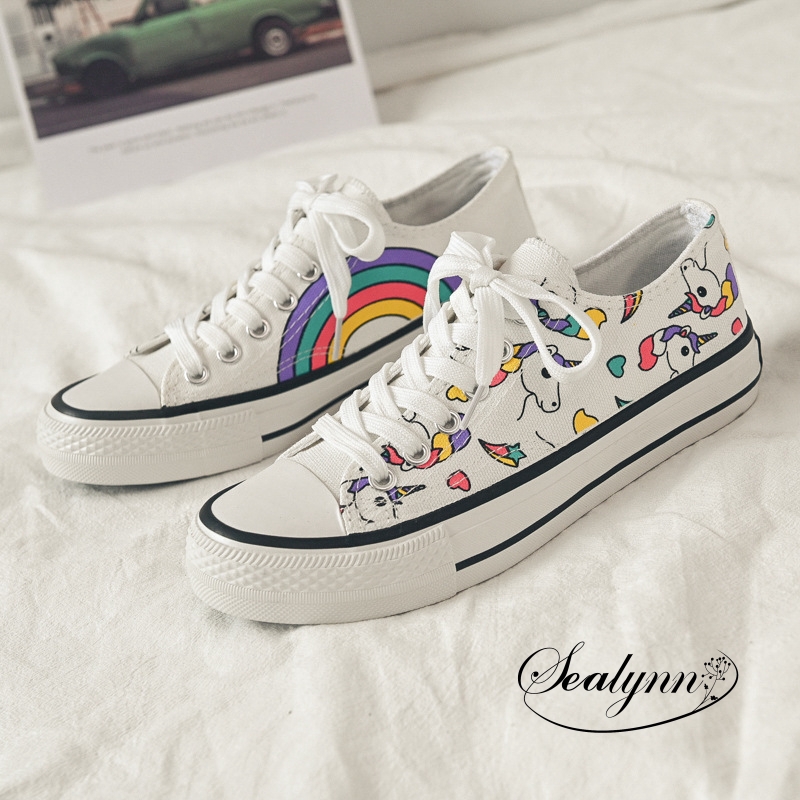  sealynn  unicorn  sepatu  kanvas Pelangitinggi flat shoes 