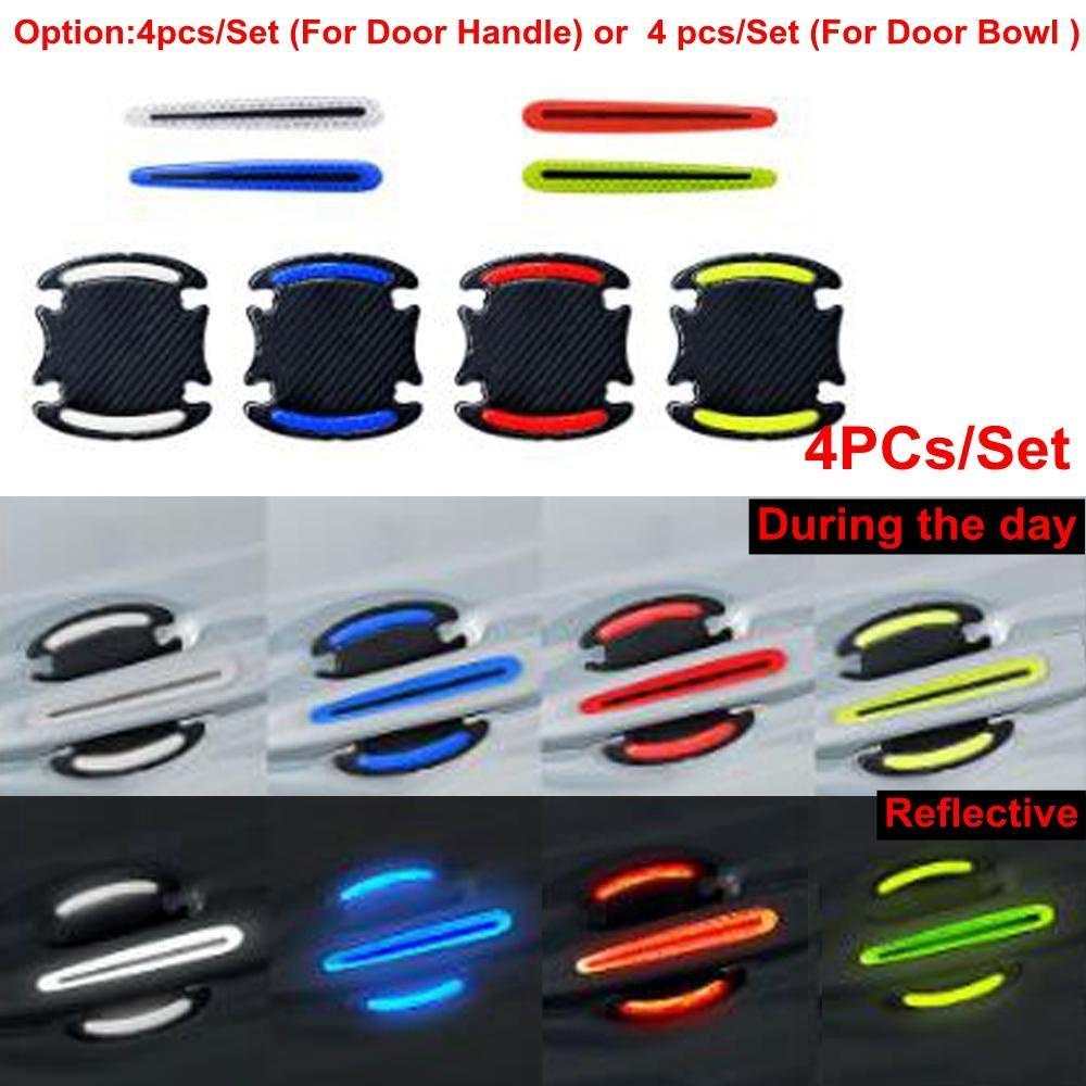 Populer 4Pcs/Set Pintu Buka Stiker Decal Merah/Biru/Hijau/Putih/Kuning Anti-Tabrakan Auto Safety Safety Warning Strip Reflektif Mobil