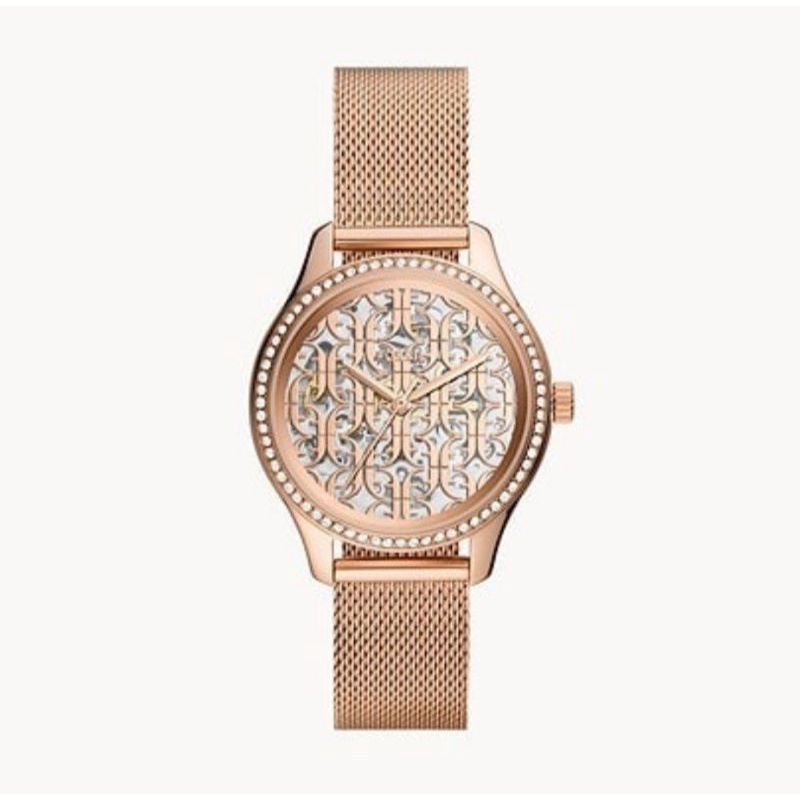 Jam Fossl Rye Automatic Rose Gold Stainless Steel Watch BQ3713 Original