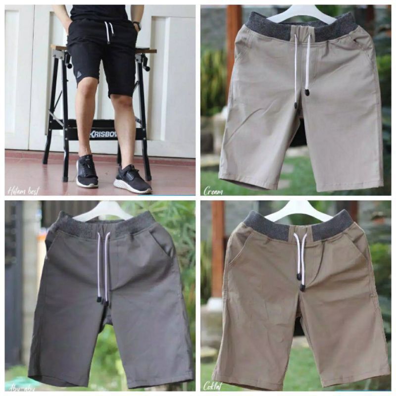 TERLARIS CELANA CHINOS PENDEK PRIA/CHINOS POLOS/CHINOS PINGGANG KARET/CELANA CHINOS TERMURAH/GROSIR 