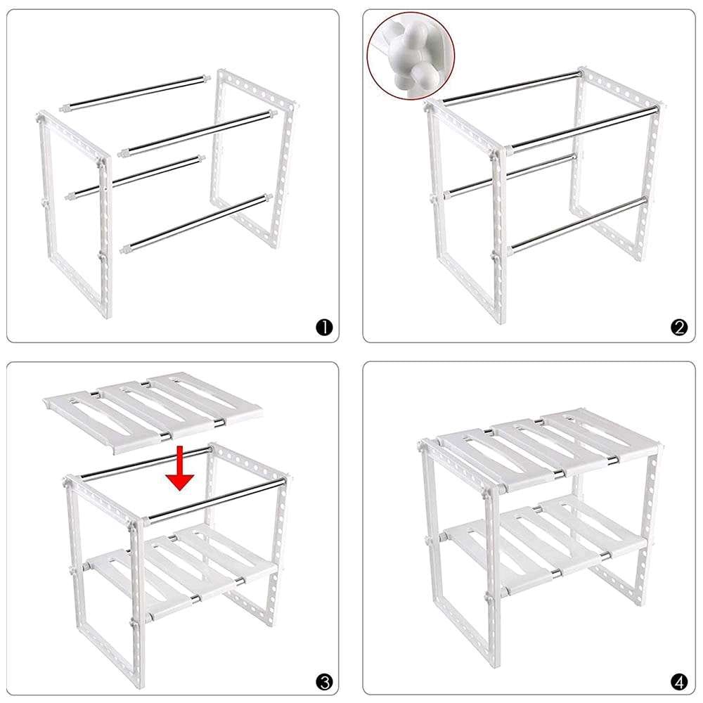 Rak Sepatu Panci Dapur Multifungsi Serbaguna Lemari 2 Susun Kitchen Tempat Bumbu Panjangin Flexible organizer