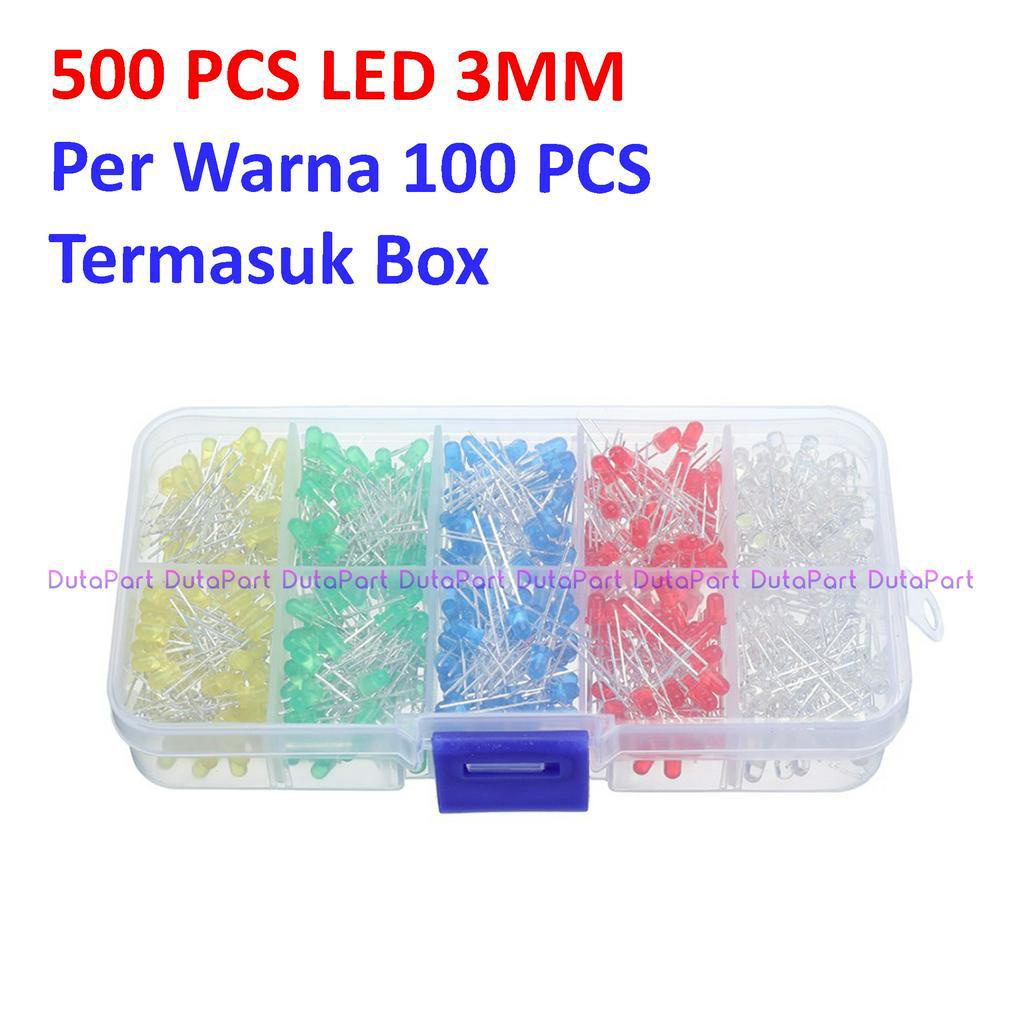 500 PCS LED 3mm 5 WARNA TERMASUK BOX F3 LED Dioda KUALITAS BAGUS