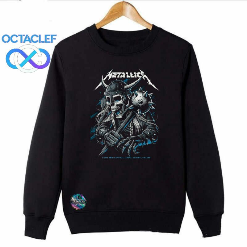 OCTACLEF Crewneck Sweater Seatshirt Jaket Printing DTG Music Band Metallica Unisex Pria Wanita