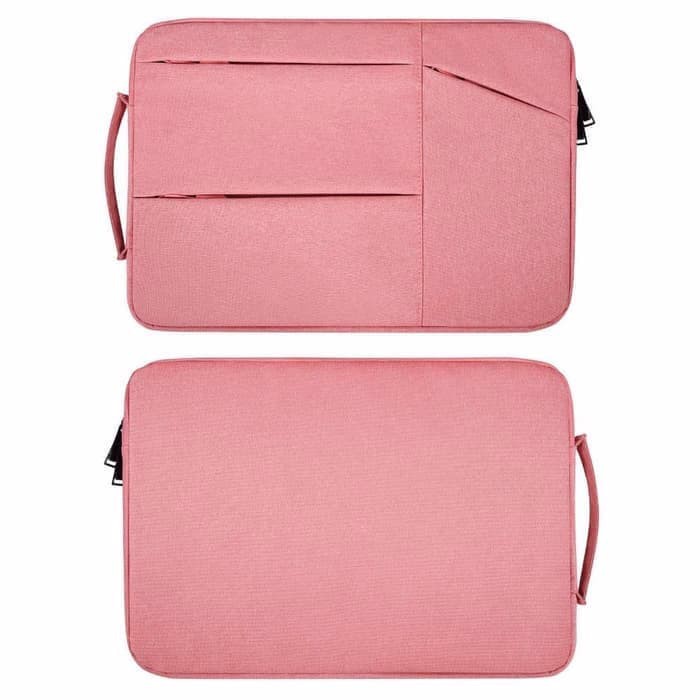 Tas Laptop 14inch Sleeve Case Jinjing Pocket Nylon Waterproof - Pink