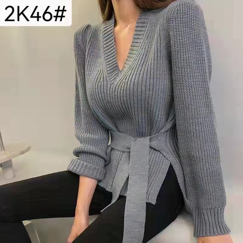 2k46 rajut knit import premium v neck tebal korean