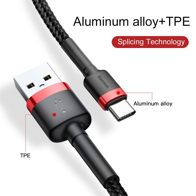 BASEUS KABEL DATA TYPE-C CAFULE CABLE FOR TYPE-C 2A 2M