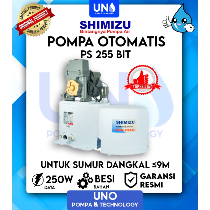 Pompa air Sumur Dangkal Shimizu Automatic Otomatis Pump PS 255 BIT / PS255BIT / PS-255 BIT