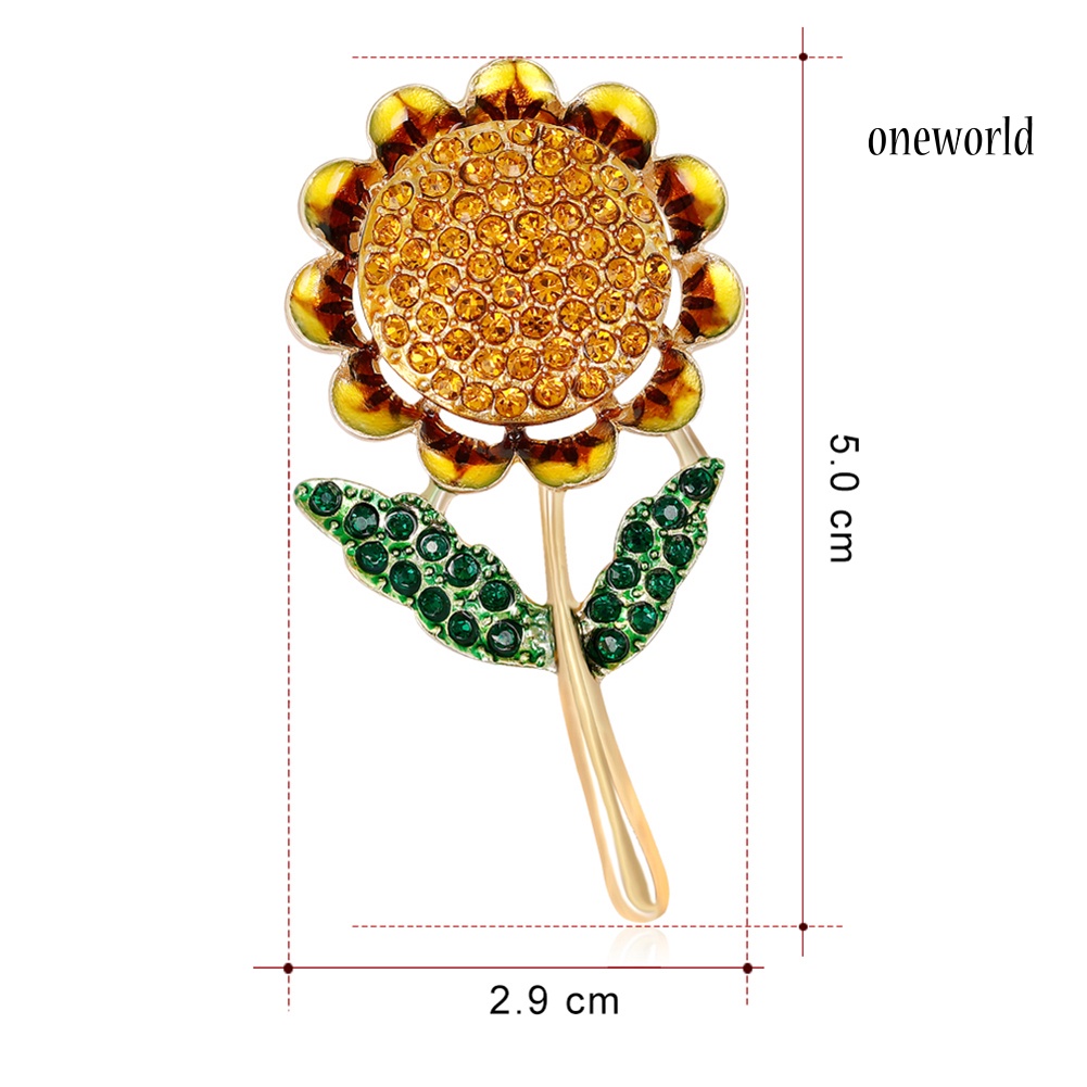 OW@ Fashion Shiny Rhinestone Sunflower Enamel Women Collar Brooch Pin Jewelry Gift