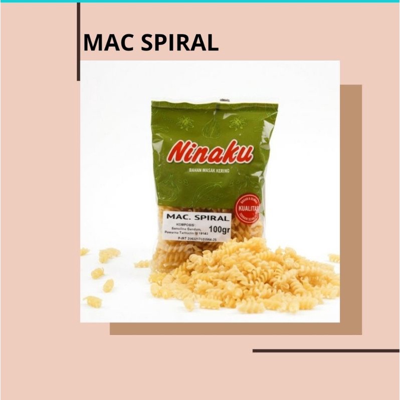 NINAKU Makaroni Spiral Premium 100 Gram Pasta Macaroni Spiral Mac