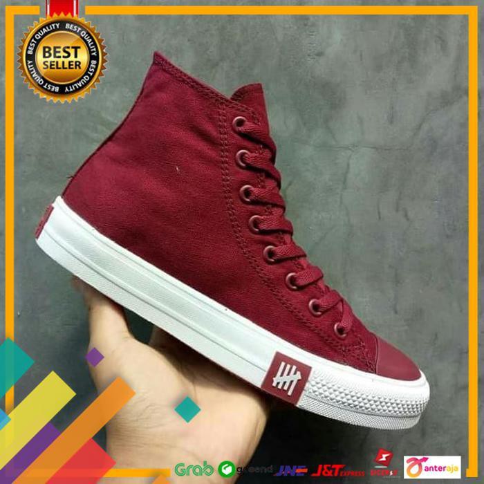 HOT SALE.. SEPATU SNEAKERS CONVERSE UNDEFEATED MERAH MAROON HIGH PRIA DAN WANITA - 37 ..TERMURAH