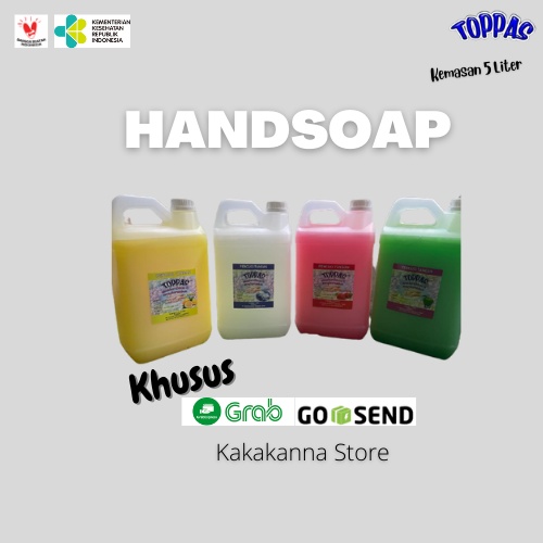 Toppas Sabun Cuci Tangan 5 Liter Handsoap 5 Liter ( Apel, Jasmine, Strawberry, Lemon,)