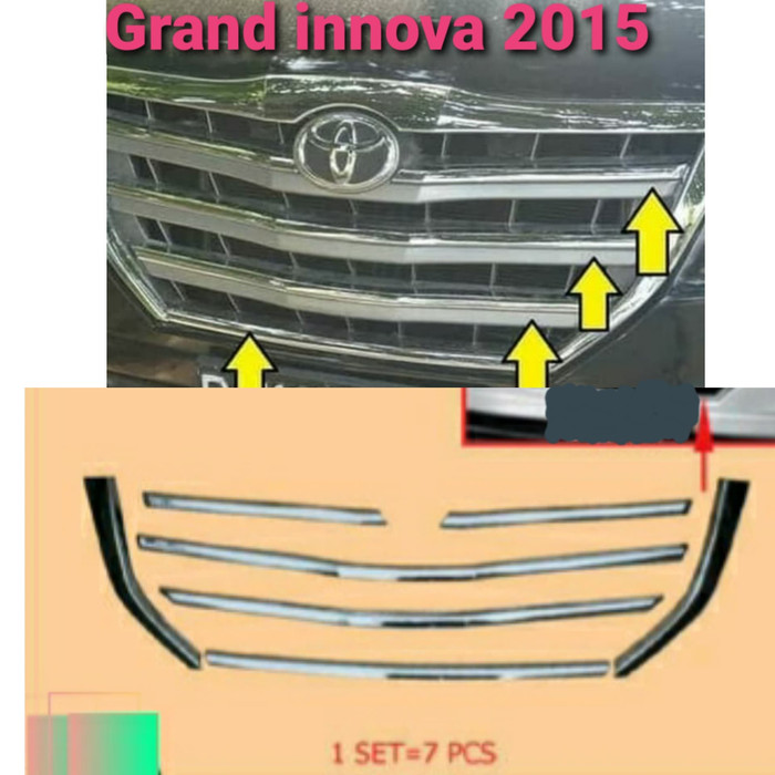 List lis grille GRILL TEMPEL depan bumper TOYOTA GRAND INNOVA INOVA 2012 2013 2014 2015 BARONG CHROME CROME CARBON