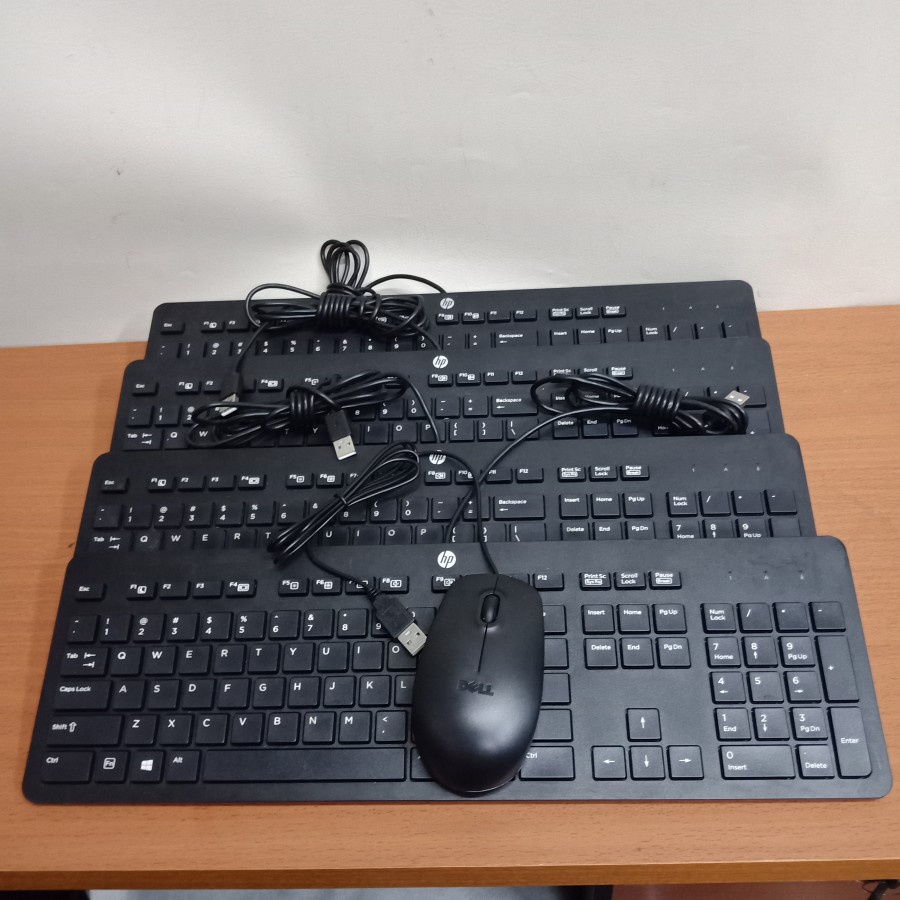 PAKET KEYBOARD+MOUSE HP CPU/PC KEYBOARD MOUSE SUPER SLIM ORIGINAL USB OPTIC LIKE NEW