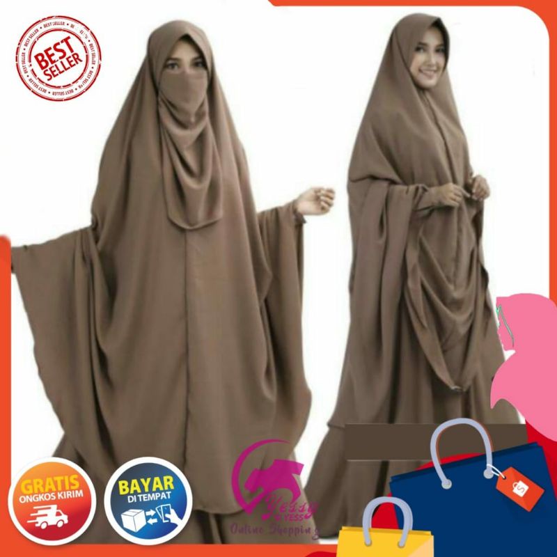 Hijab syar'i jumbo jilbab bergo khimar jumbo ready sholat syar'i syari super jumbo seukuran mukena