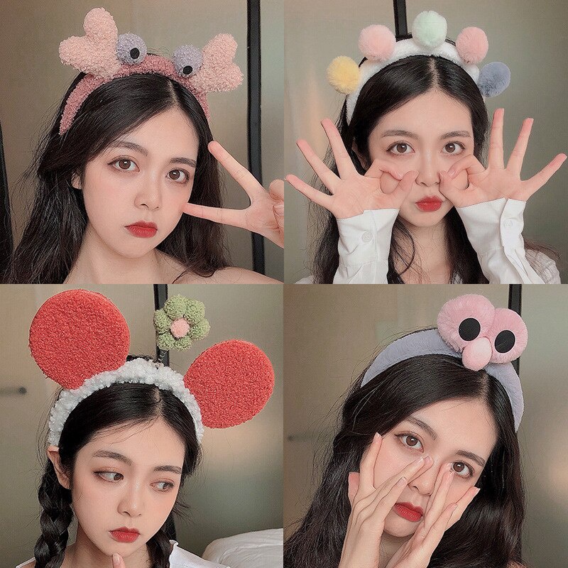 Bando Kartakter Telinga Beruang Bear bulu korea kekinian Bandana bando handuk Aksesoris Wanita Rambut Import