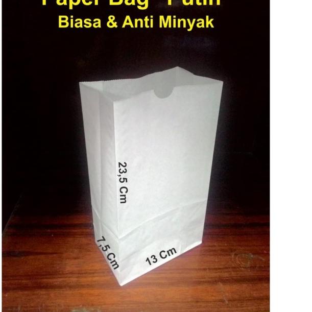 

► Paper Bag / Kantong Kertas Anti Minyak Size M "Putih" ( 100 pcs ) ➶