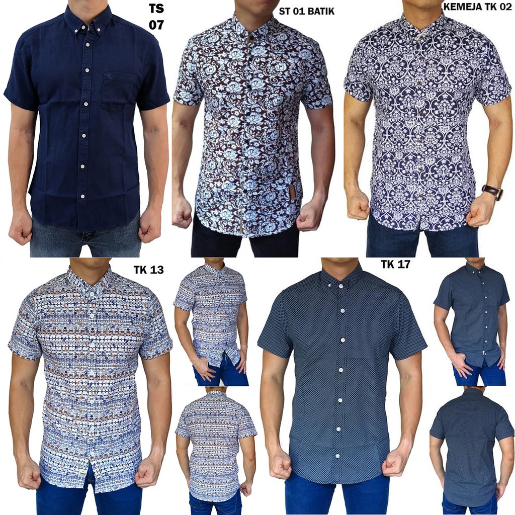Jual Kemeja Lengan Pendek Pria Dewasa Baju Kerja Santai Casual Pakaian