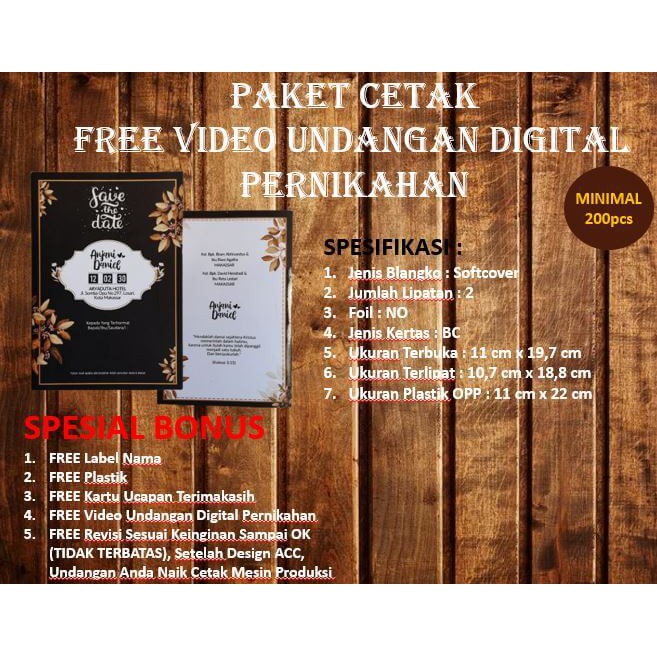 Paket Cetak FREE Video Undangan Digital Pernikahan Maliq 72