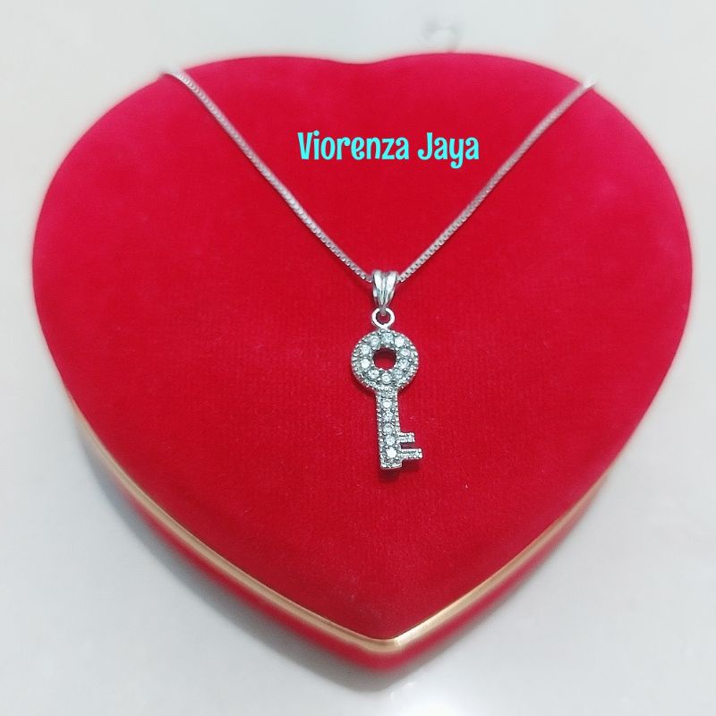 KALUNG WANITA LIONTIN KUNCI PERAK ASLI SILVER 925 LAPIS EMAS PUTIH / PERHIASAN KALUNG LIONTIN KUNCIP