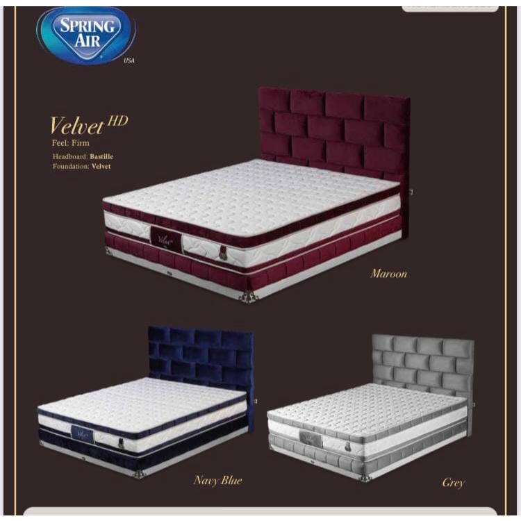 KASUR/SET Spring Air Velvet HD Spring Bed 120/160/180/200 springbed 120x200 160x200 180x200 200x200
