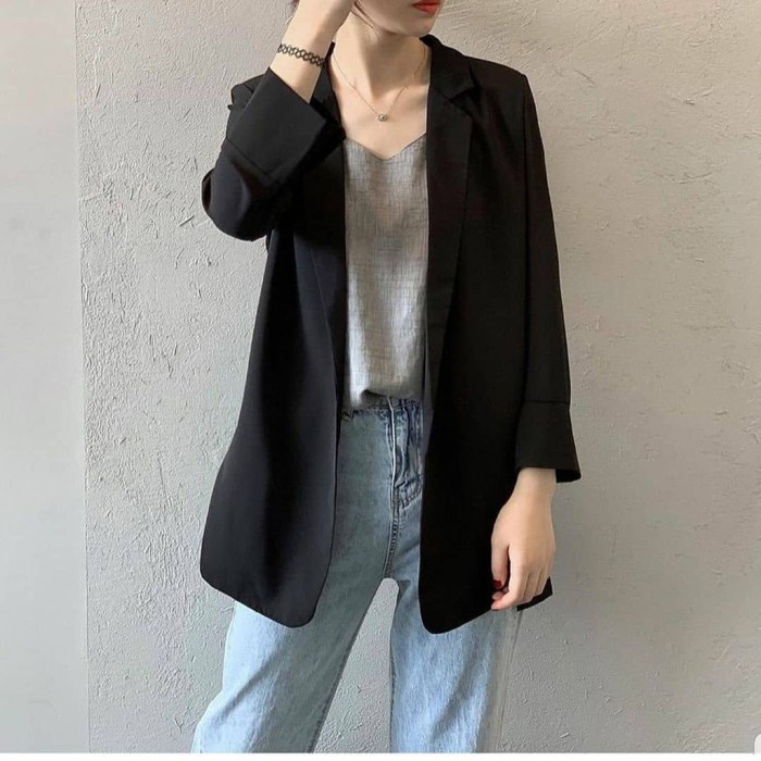 Oversize Blazer Wanita l Outfit Muslim Termurah - Hitam