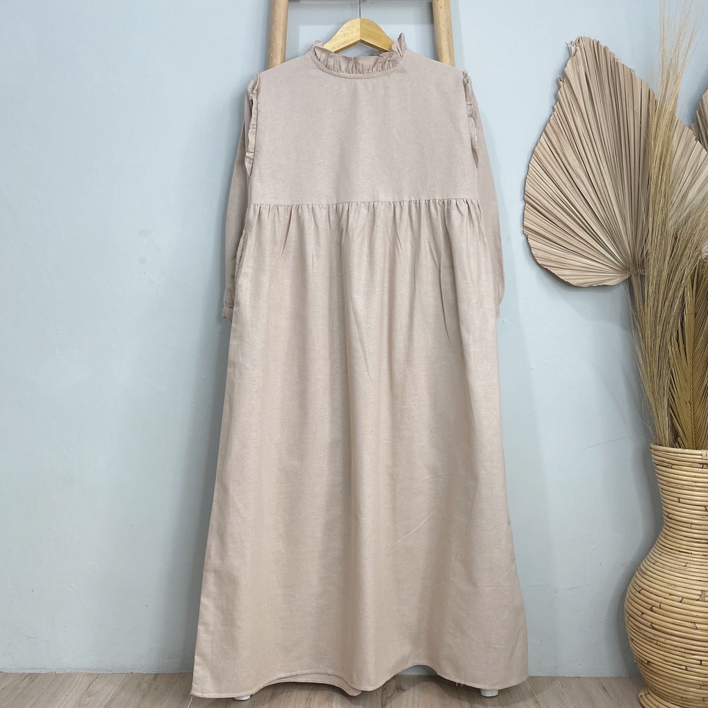 MAXI DRESS POLOS LINEN HANI LONG SHIRT PREMIUM BTS B539