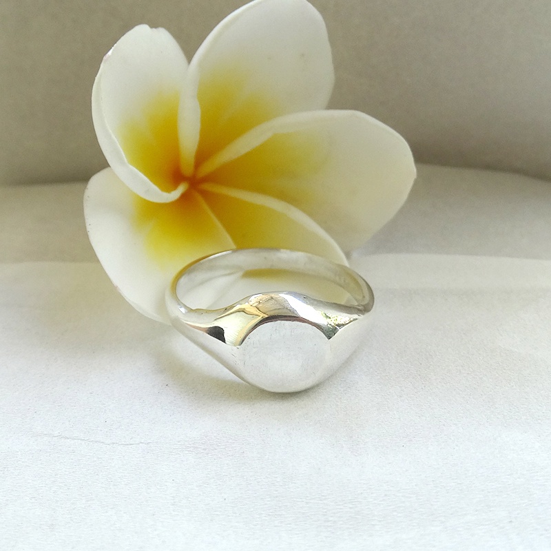 Cincin Ring Perak Silver Bali Polos Stempel Signet Bulat Pria Laki Wanita Custom Asli 925