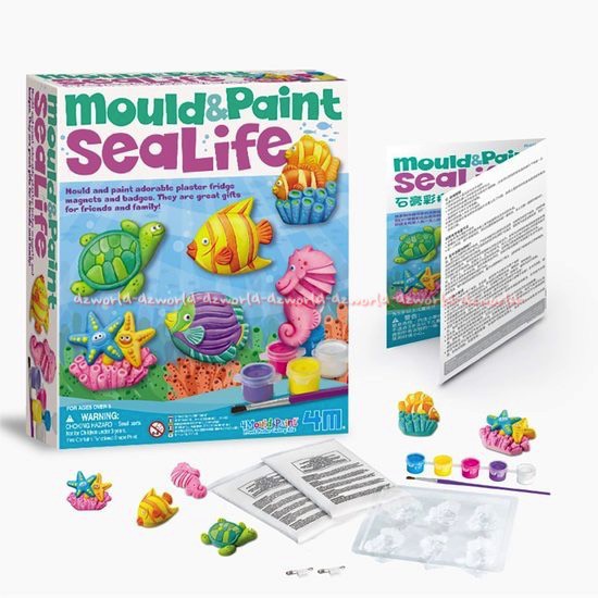 4M Mould &amp; Paint Sealife Paket Mainan Berisi 6 Cetakan Ikan Kura-kura