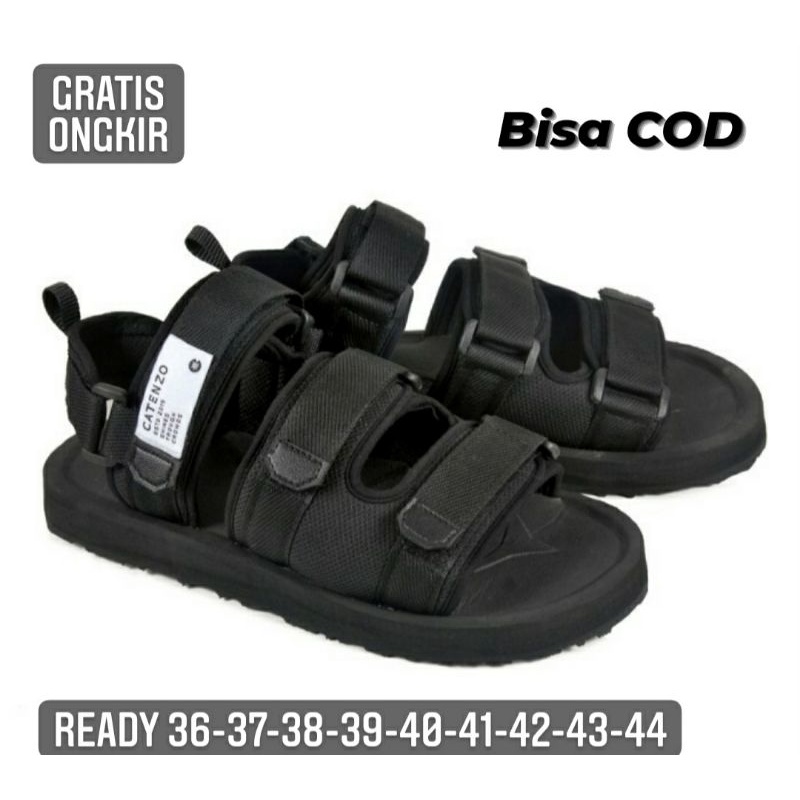 COD / Sepatu Sendal Strap Tebal TB04 36-44 Sendal GUNUNG Hikking Olahraga JUMBO Hitam tebal, 44