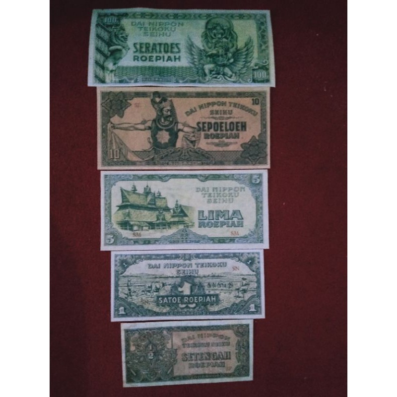 Uang lama Dai Nippon set 5 lembar Souvenir