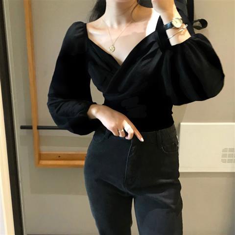 XIAOZHAINV Korean Lengan Panjang Velvet Blouse Atasan