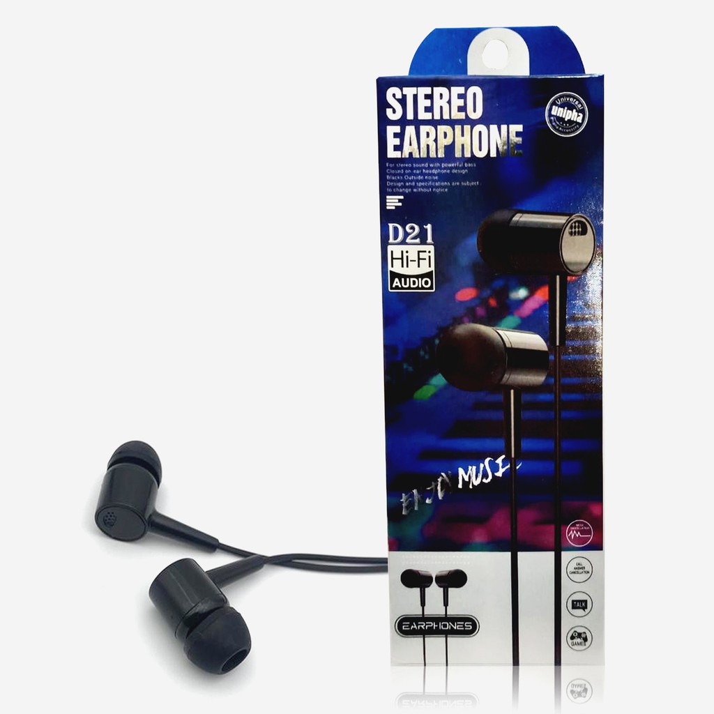 Handsfree Headset HiFi D21/L29 Earphone In Ear Wired 3.5mm Super Mega Bass Murah
