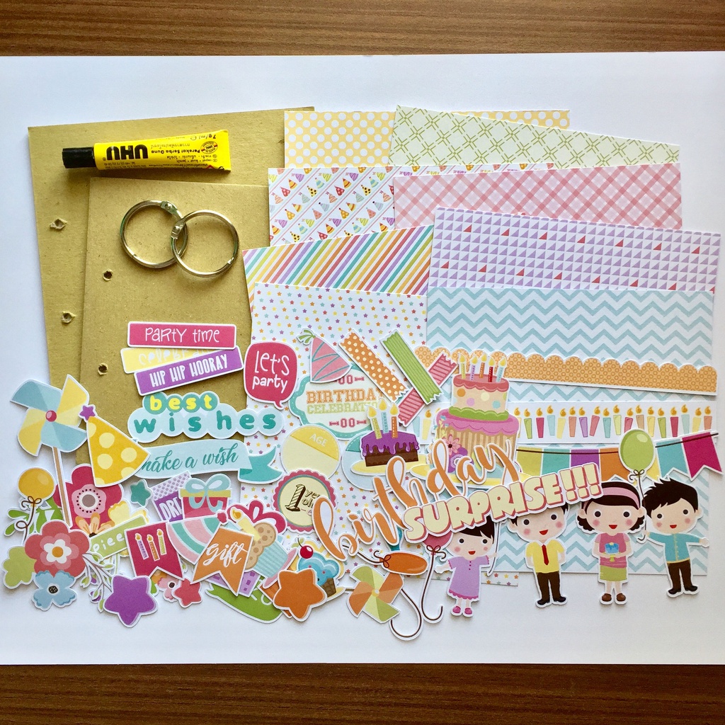 Birthday Scrapbook Kit | Scrapbook Set | Bahan DIY Scrapbook