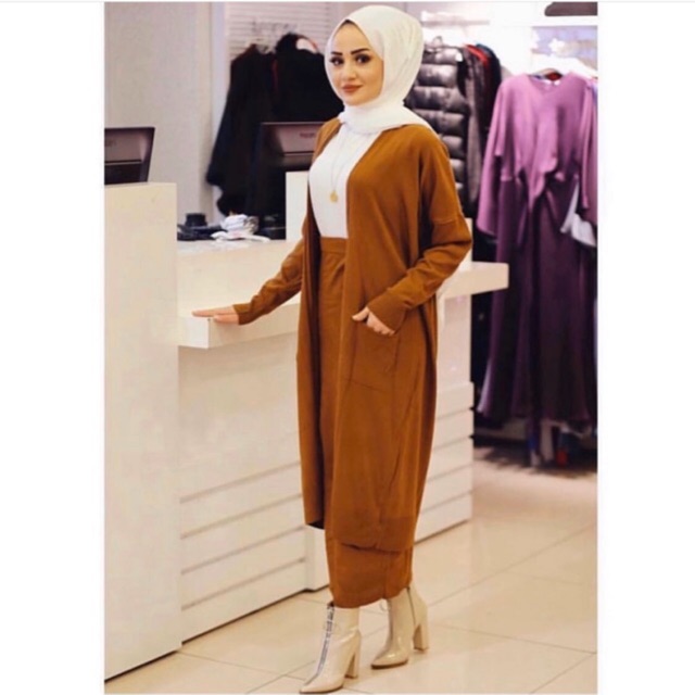 CARDI SET RAJUT TURKI / KNIT SET / PREMIUM / TERMURAH dapat ( Cardigan + Rok )