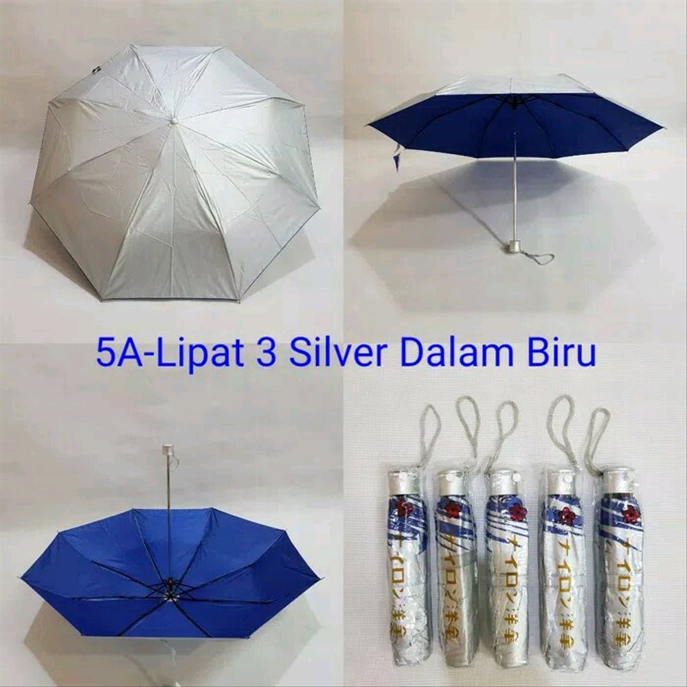 Payung Lipat 3 Polos Silver Murah!!! Payung Promosi