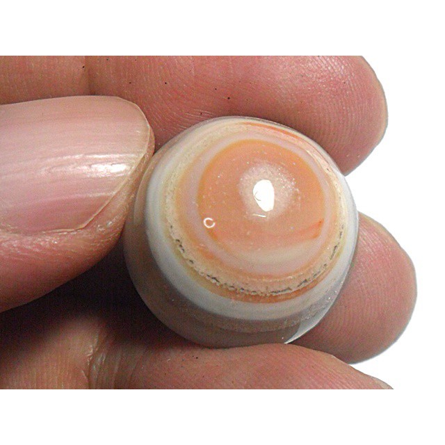 AG198 Round Cabochon 29ct Orange White Gray 'GREEK EVIL EYE' Picture Agate